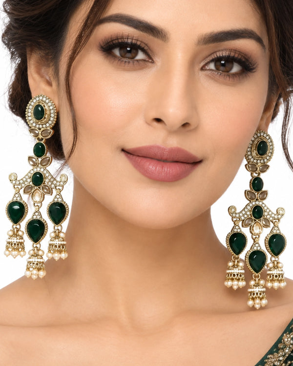 The Royal Emerald Arch Chandelier Earrings