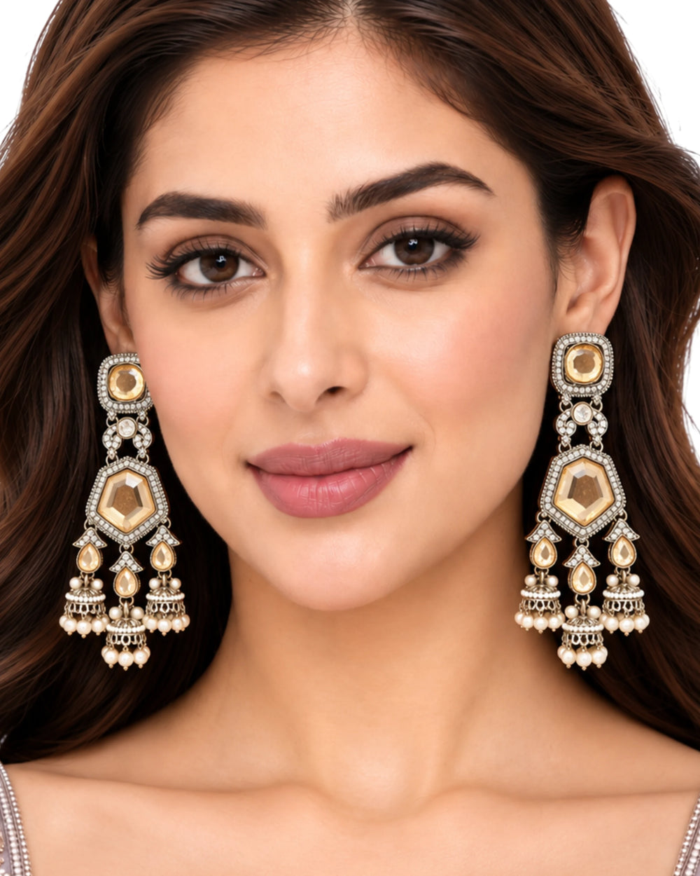 Noor Octagon Kundan Dangles