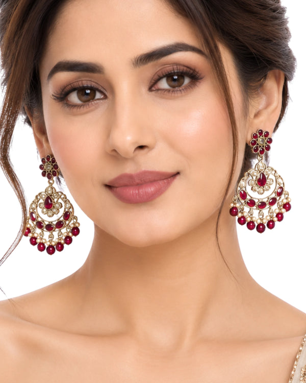 Ruby Royale Crescent Statement Earrings