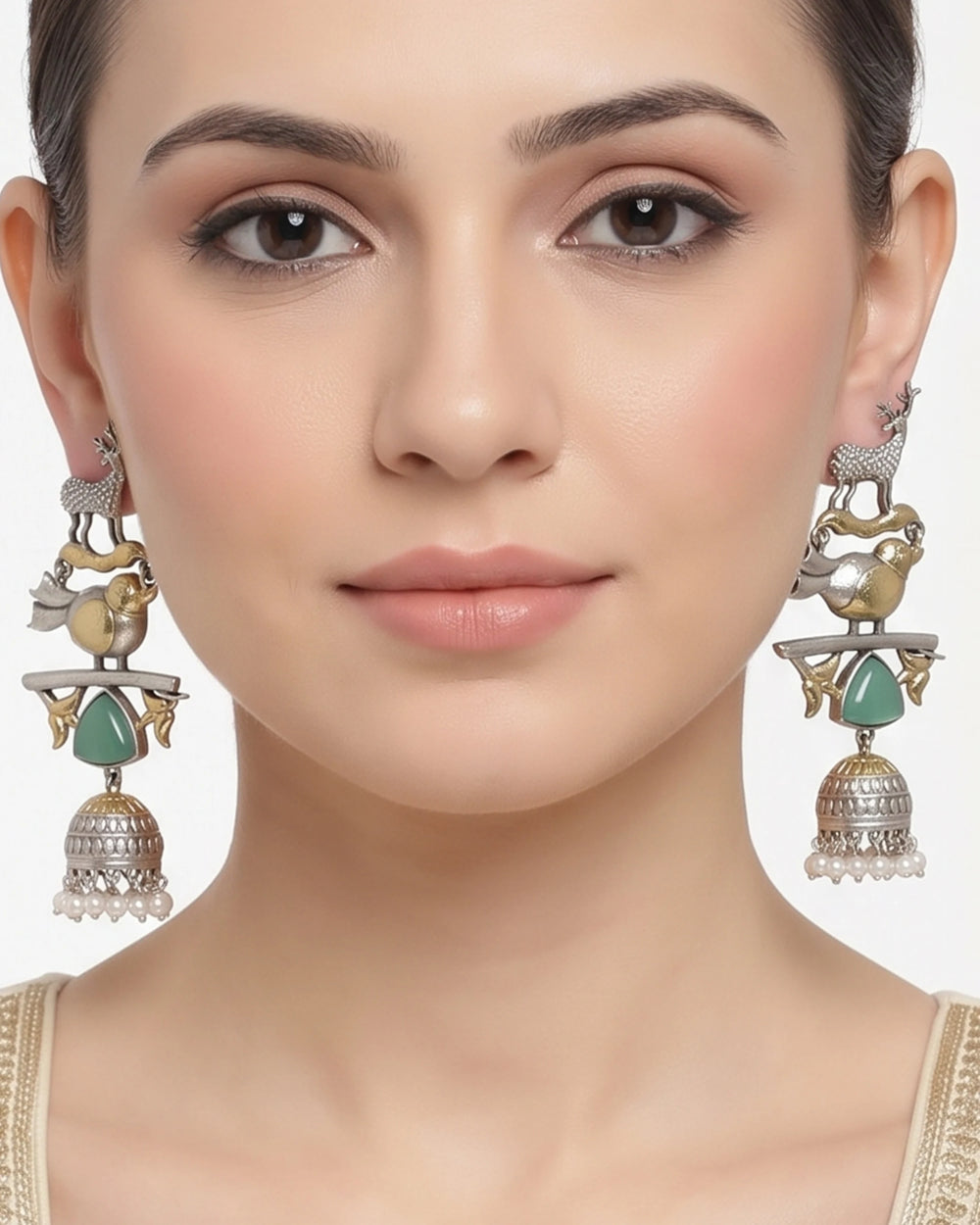 Wildlife Majesty Dual-Tone Drop Earrings