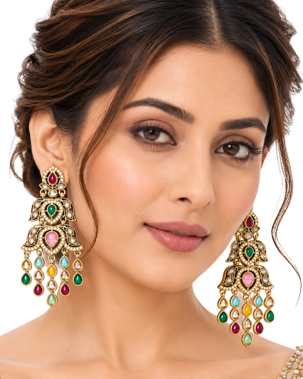 Royal Heritage Kaleidoscope Kundan Drop Earrings