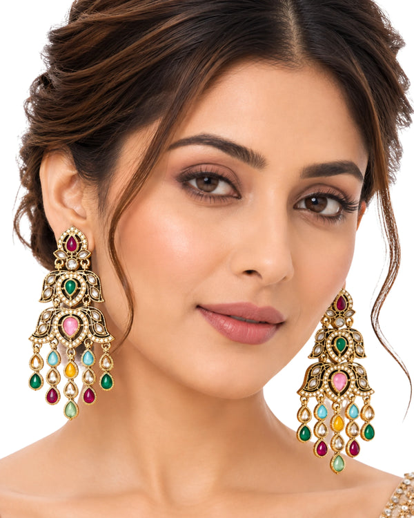 Royal Heritage Kaleidoscope Kundan Drop Earrings