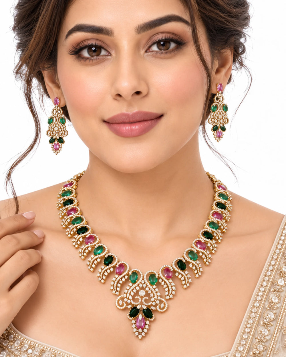Vedic Grace Emerald & Rose Lattice Set