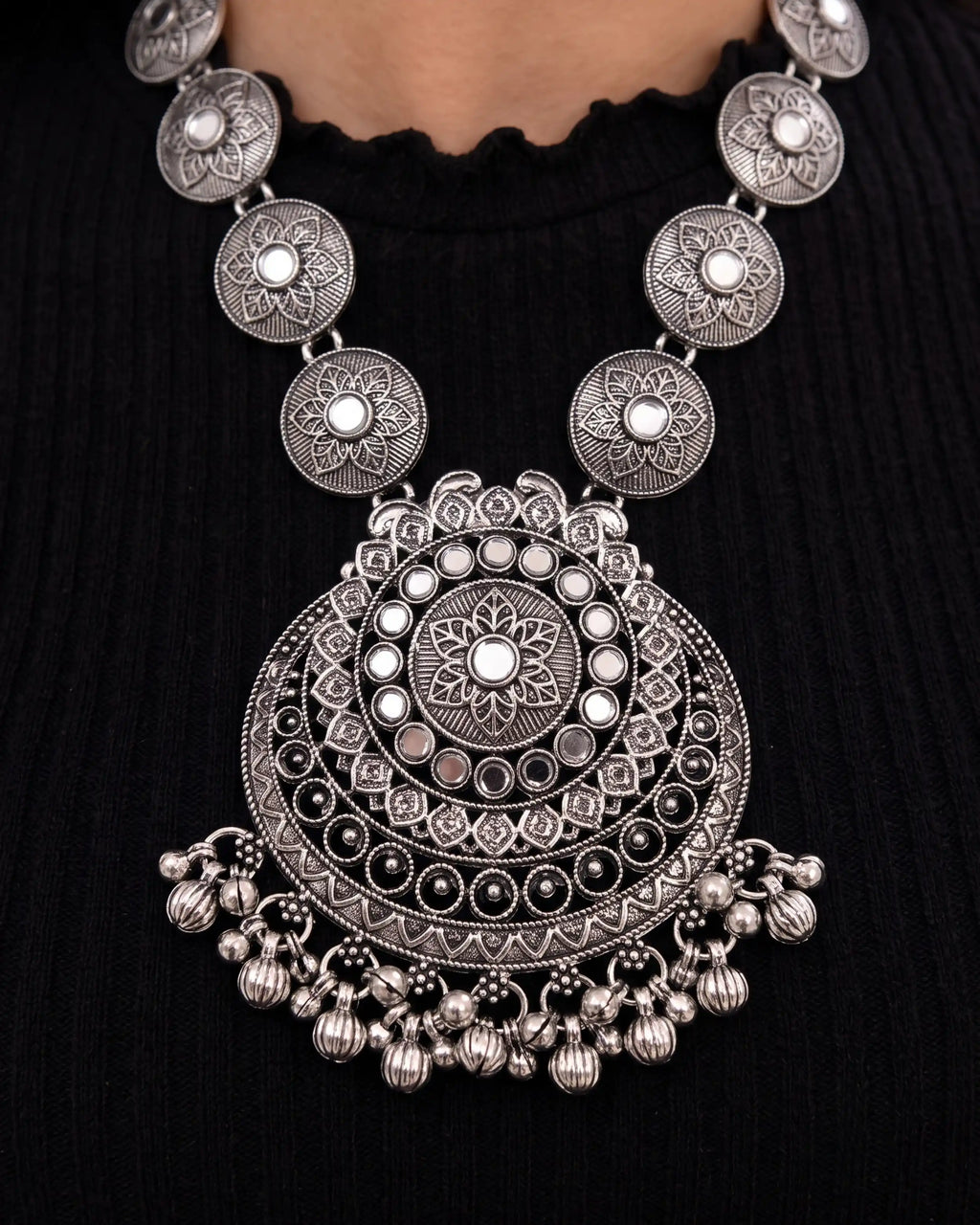 The Royal Floral Oxidized Silver Set