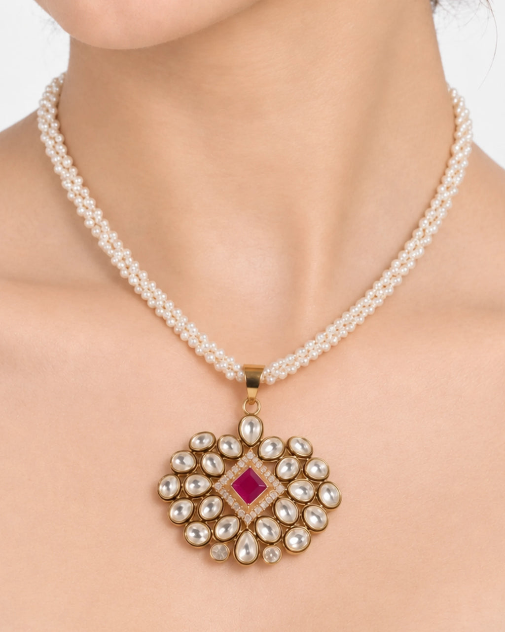 Royal Kundan Bloom Pearl Set