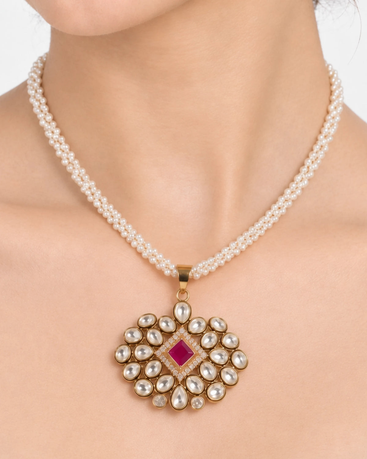 Royal Kundan Bloom Pearl Set