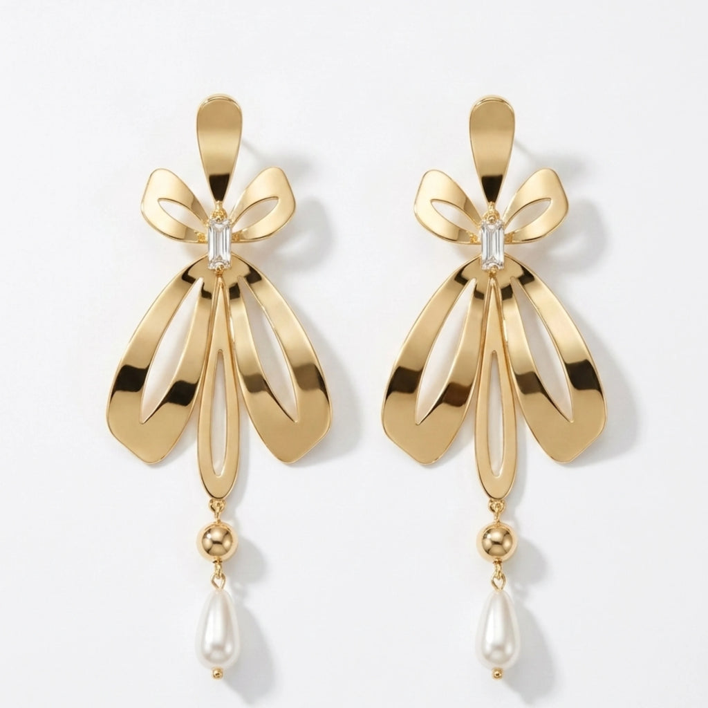 The Sophia Gold Bow Drop