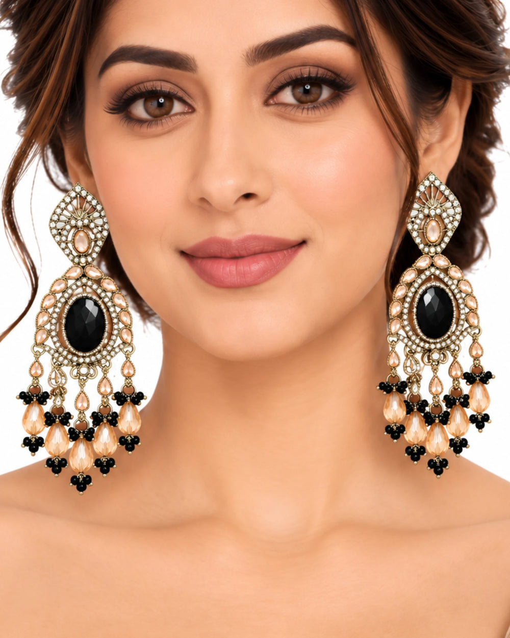 The Royal Onyx Chandbali Statement Dangles
