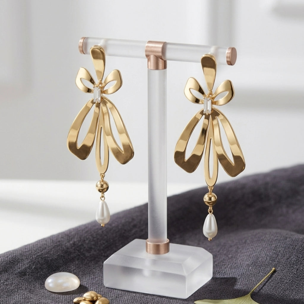 The Sophia Gold Bow Drop