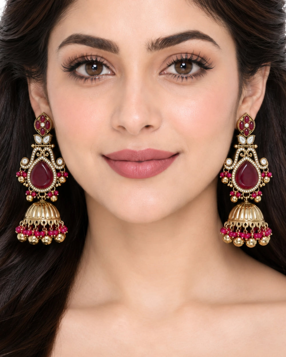 Vintage Maharani Ruby Drop Jhumkas