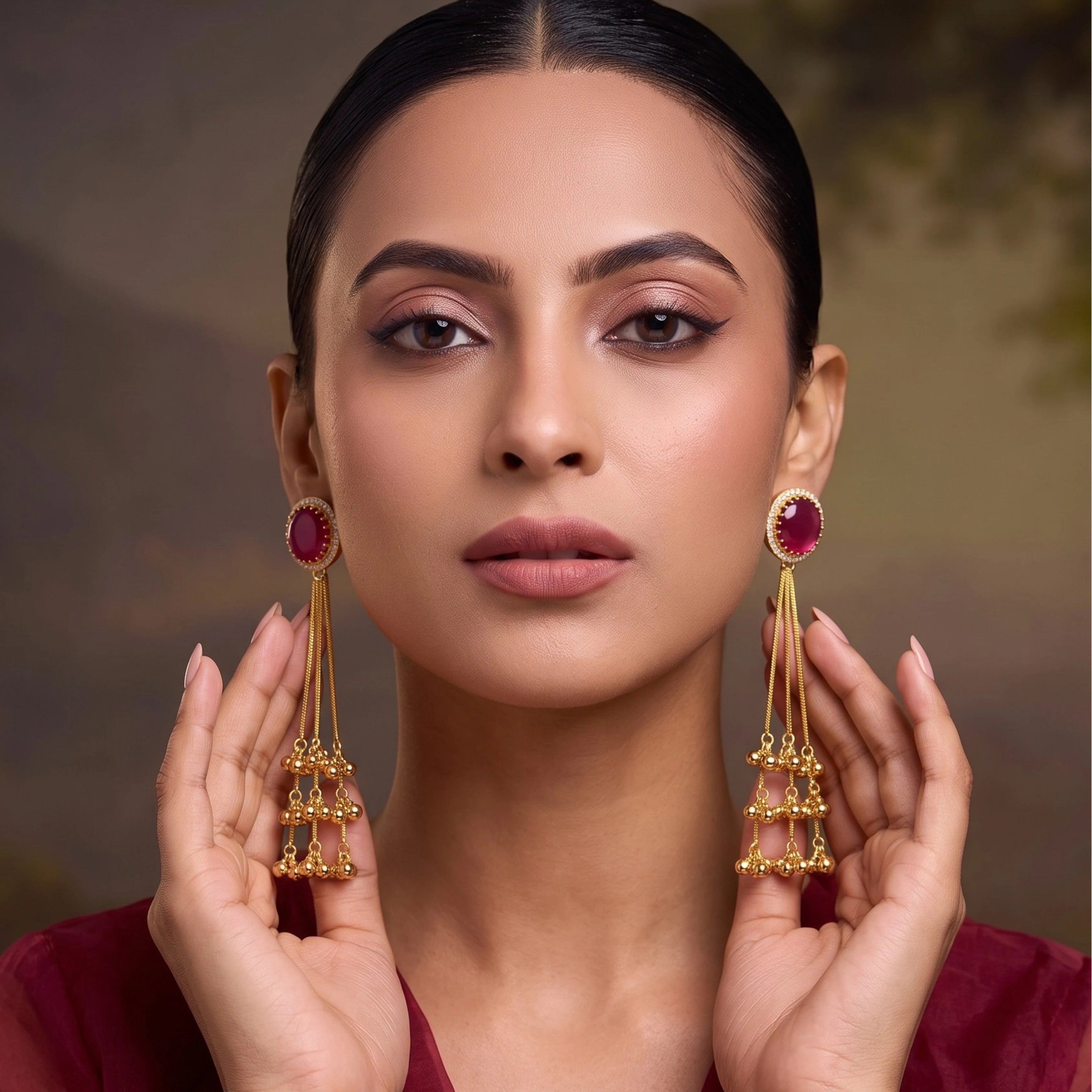 Ruby Noor Tassel Earrings
