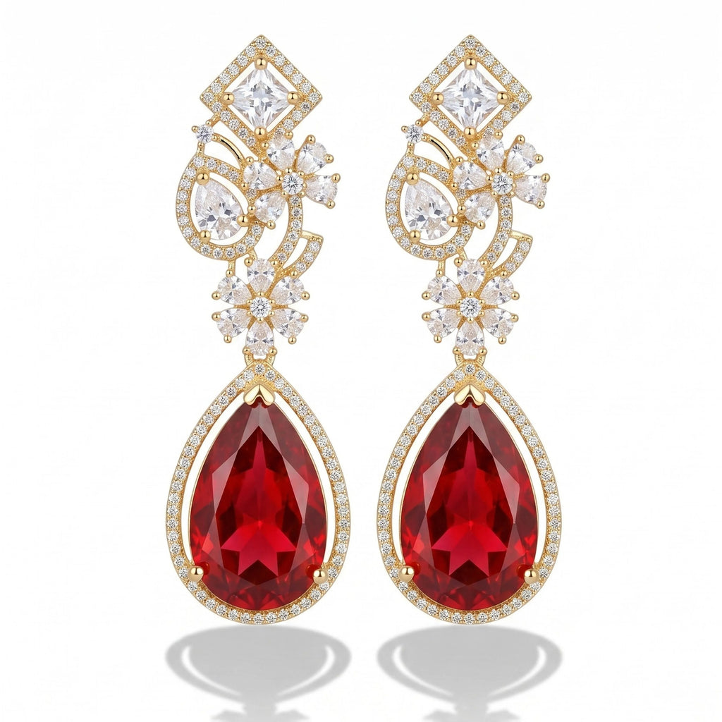 Ruby Floral Dangles