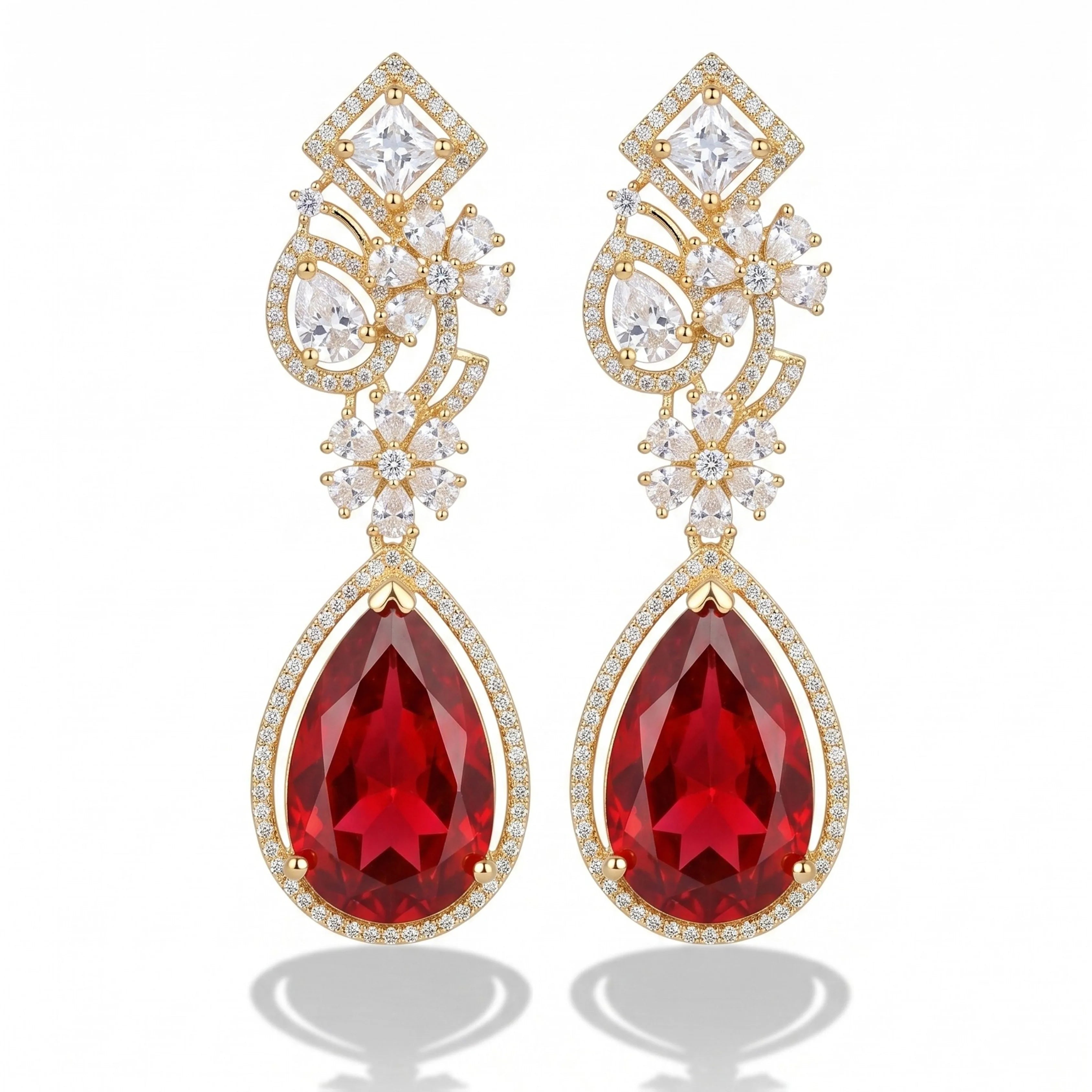 Ruby Floral Dangles