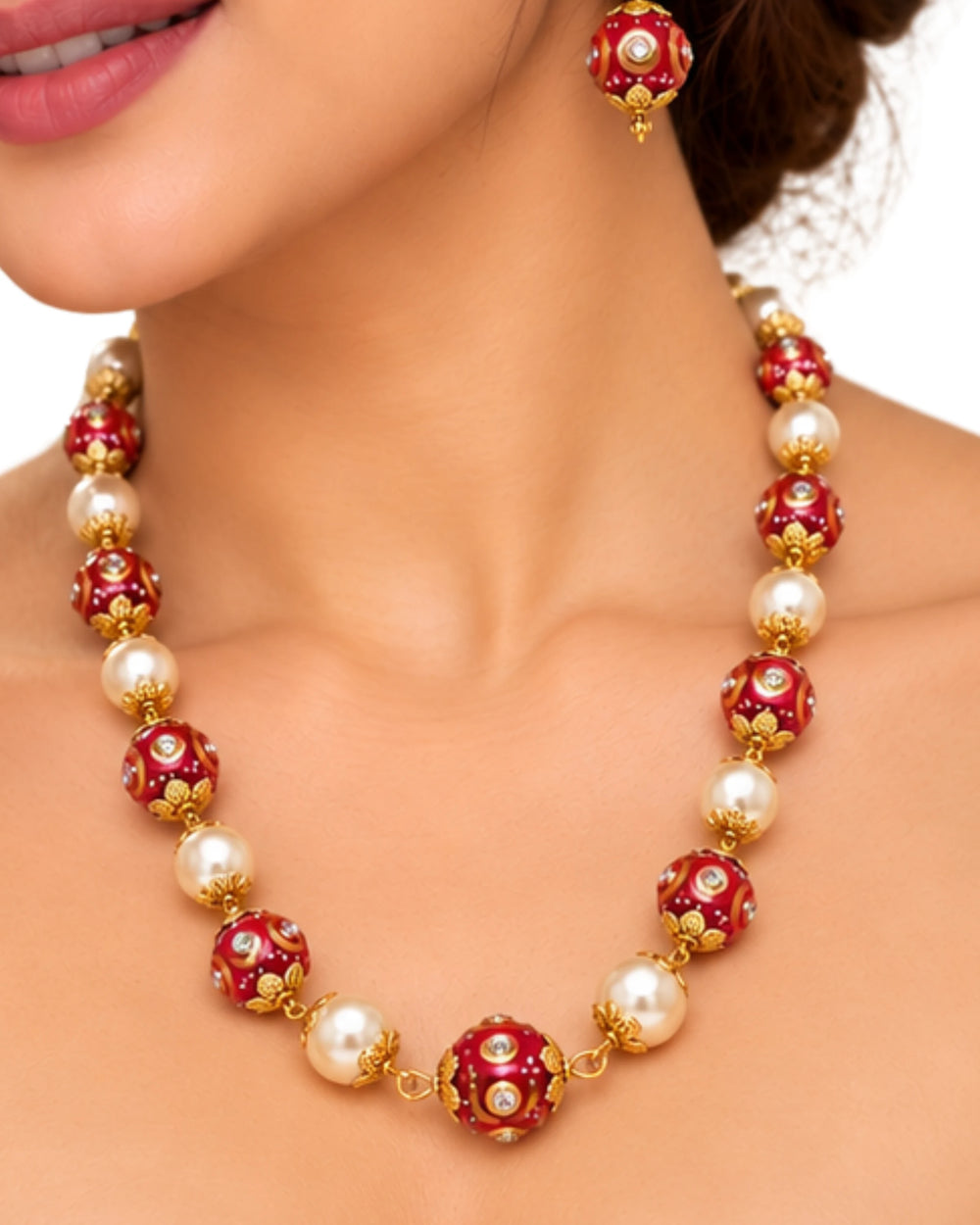 Heritage Gold-Tone Beaded Festive Necklace